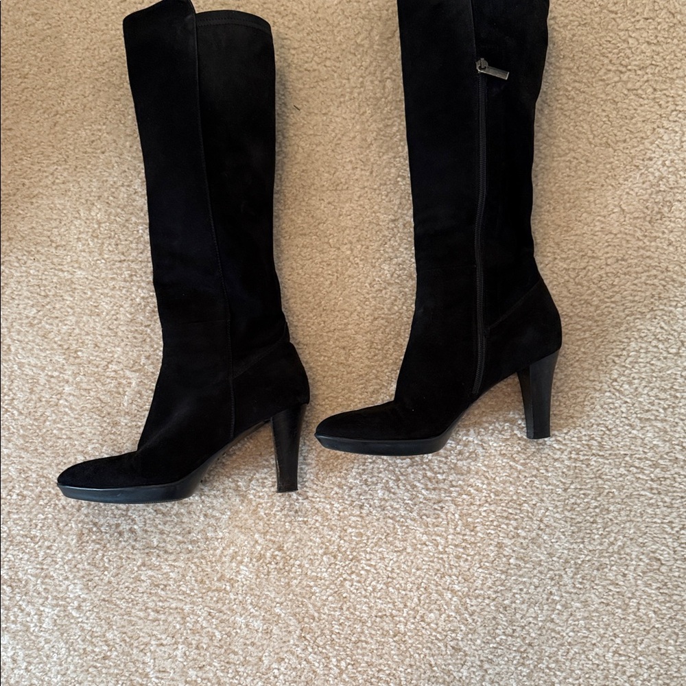 Elegant Black Knee-High Women's Boots suede